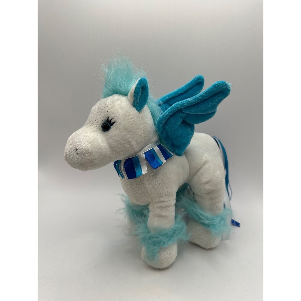 Webkinz Sapphire Pegasus Blue & White Horse Wings Ribbons HM680 NO CODE Ganz